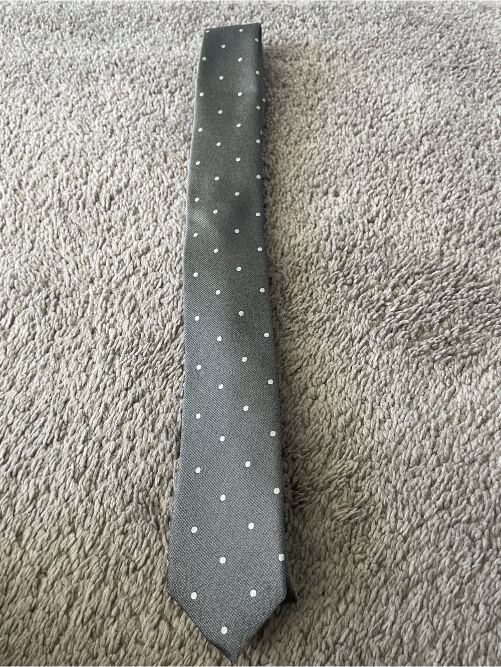 Banana Republic Gray Tie with White Polka Dots